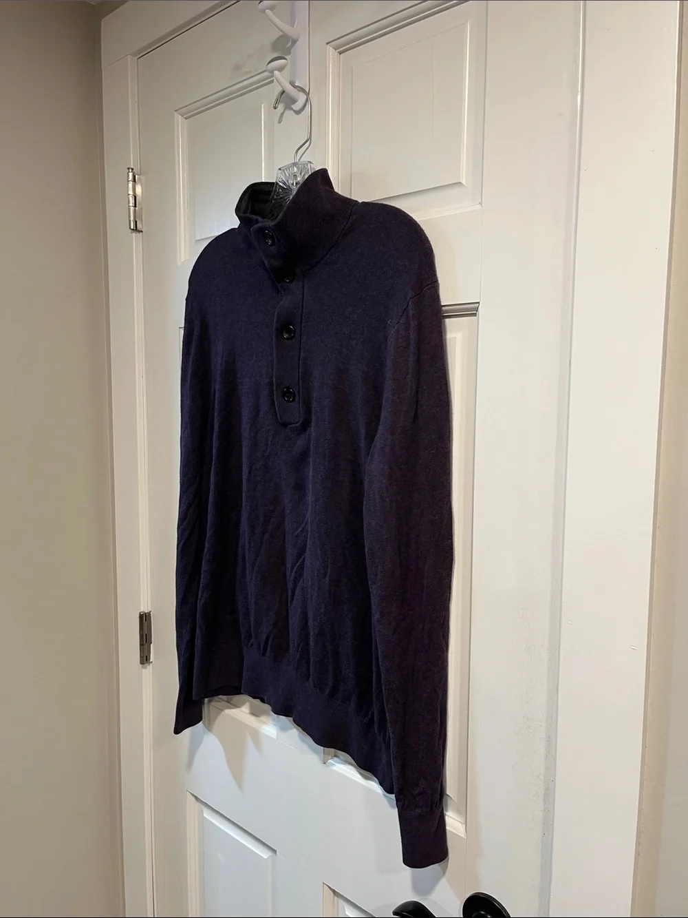 Banana Republic 100% Cotton Quarter Button Sweater in Purple Size Medium